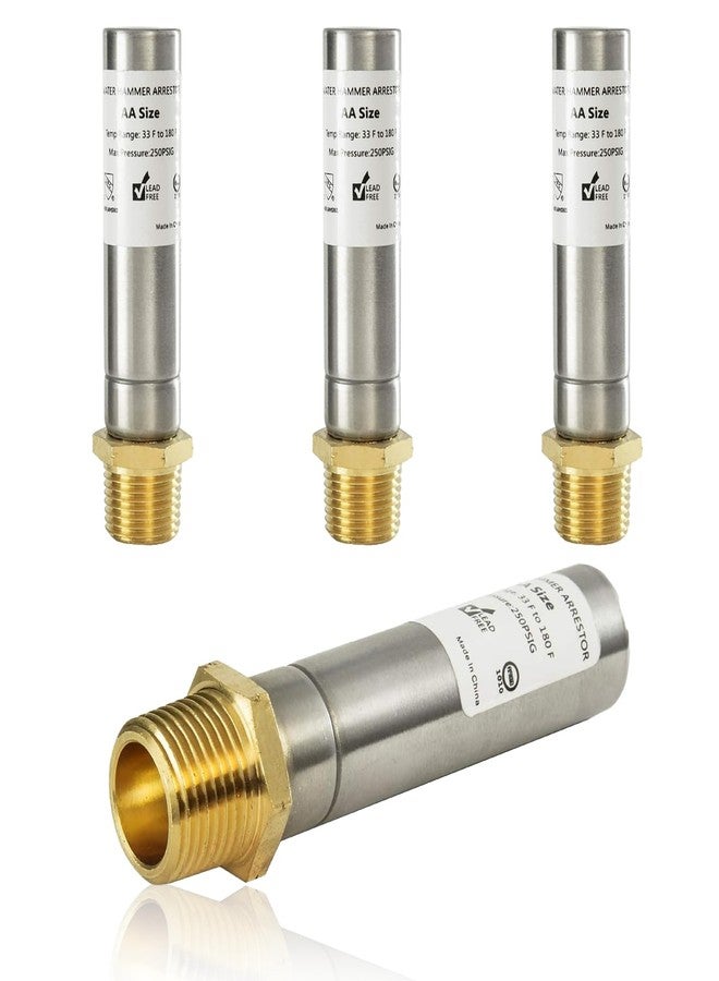 GUOFIS Water Hammer Arrestor,1/2Inch Straight Stainless Steel Water Arrestor,MIP Connection(4PACK,Stainless Steel Arrestor)(HAMMER006-4Pack) - Image 1